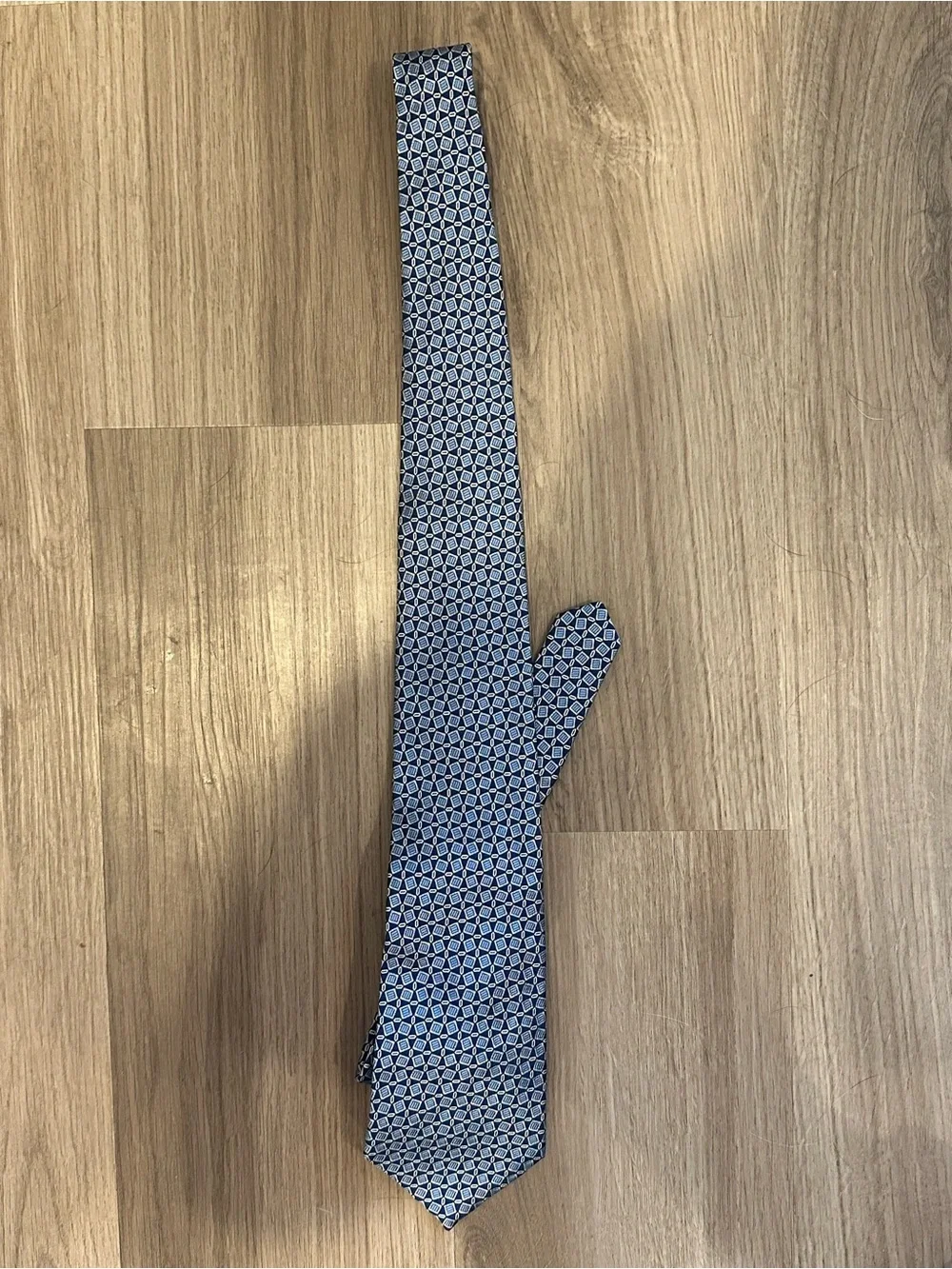 Vintage Lauren Ralph Lauren Blue Diamond Print Geometric Neck Tie Mens Vtg USA